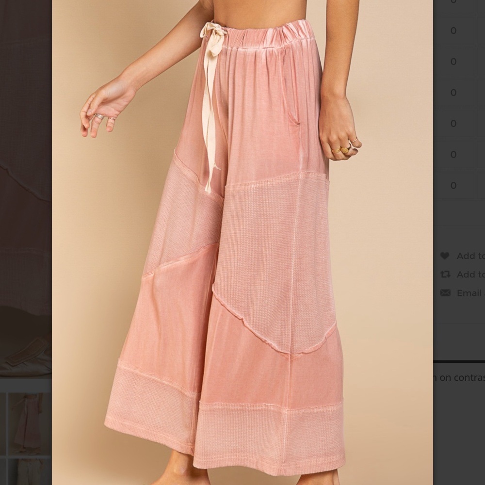 🌼 POL “ Sacred Falls 4 “ POL Wide Leg Mix Fabric Flowy Lightweight Pants 31 - Picture 2 of 5